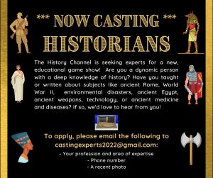 Casting Historians Nationwide for History Channel Game Show