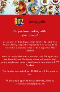 Read more about the article Casting Immigrant Families That Can Represent Their Culture for a Bon Appétit & RITZ Crackers Promo Video