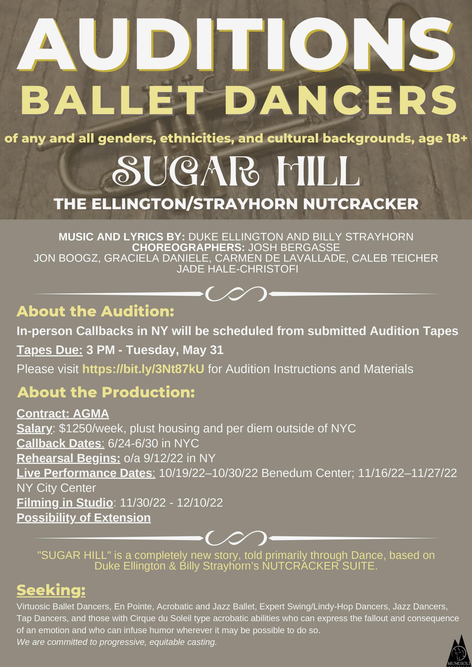 Read more about the article Video Auditions for “SUGAR HILL: The Ellington/Strayhorn Nutcracker” – Ballet, Jazz, Tap, Swing and Acrobats