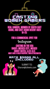 Read more about the article Casting Call for Female Asian Gamers for a TV Commercial