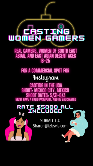 Casting Call for Female Asian Gamers for a TV Commercial