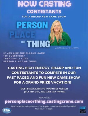 New FOX Game Show Person, Place or Thing Now Casting in Los Angeles