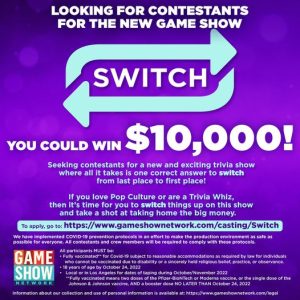 GSN Gameshow Switch Casting Call for Contestants in Southern California