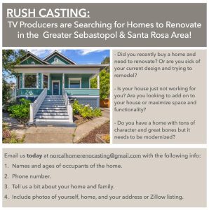 Read more about the article Casting Homeowners in Santa Rosa, CA Area for Home Renovation Show