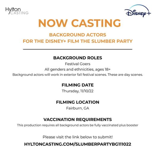 Casting Call for Disney Show in Atlanta Area “The Slumber Party” – Auditions  Free
