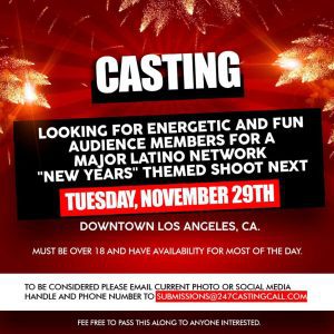 Read more about the article Casting Call in Los Angeles For Paid Studio Audience – New Years Eve Special