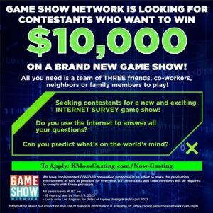 Casting Teams of 3 in SoCal for New Game Show on GSN