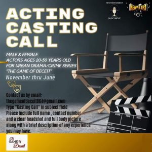 Auditions for African ASmerican Actors in South Carolina for Indie Film