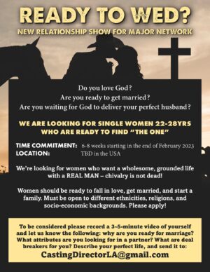 Casting Call for Faith Based Reality Dating Show