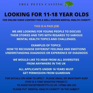 Casting Tweens and Teens in The UK to Discuss Mental Health