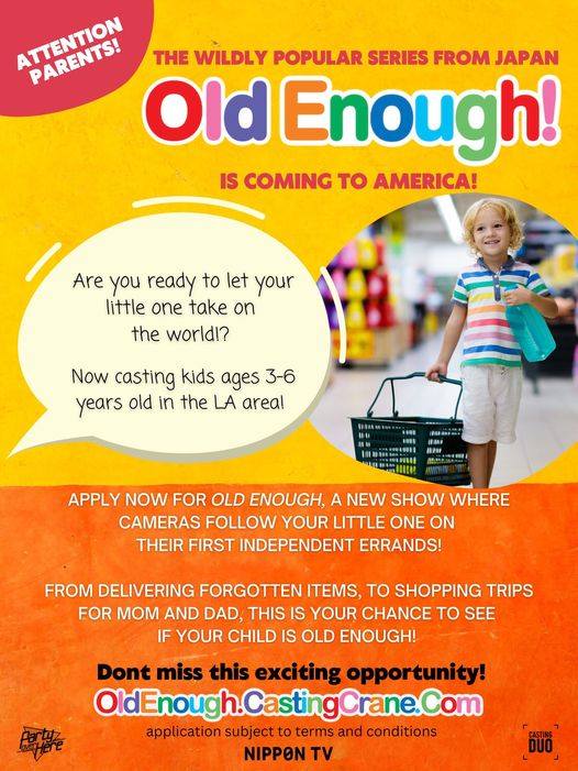 TV series Old Enough casting call information for kids and parents in United States