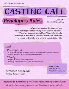 Read more about the article Kids Auditions in Winston-Salem for Student Movie “Penelope”