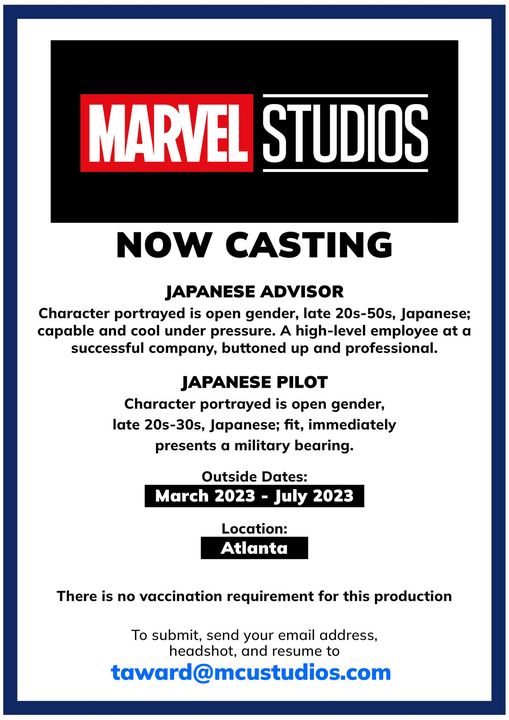 Marvel Feature Film Principal and Extras Roles in Atlanta, GA – Auditions  Free