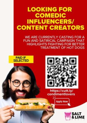 Casting Call for Comics for Paid Hot Dog Project