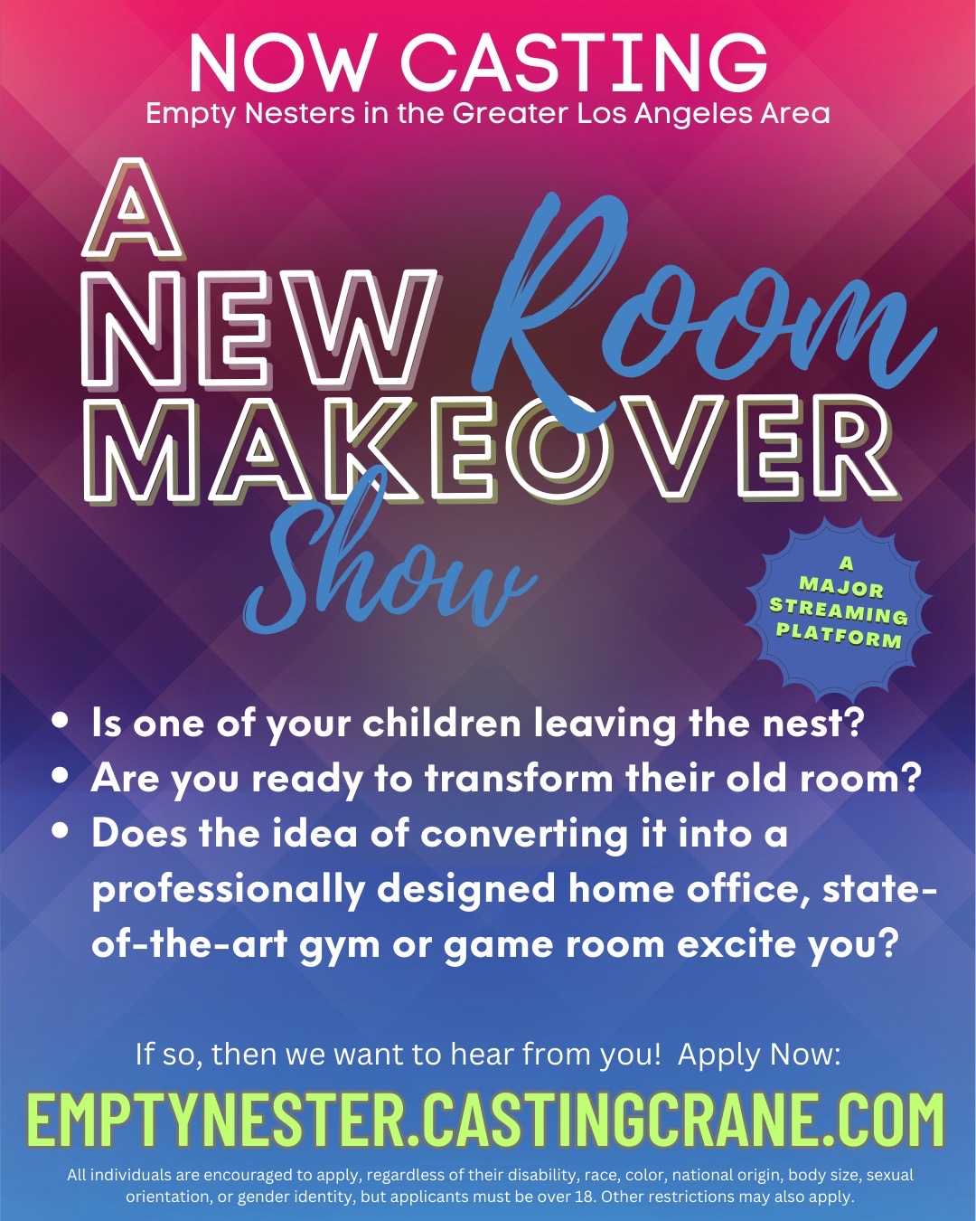 Home Makeover Show Casting Call For Empty Nesters In L A home-makeover-show-casting-call-for-empty-nesters-in-l-a