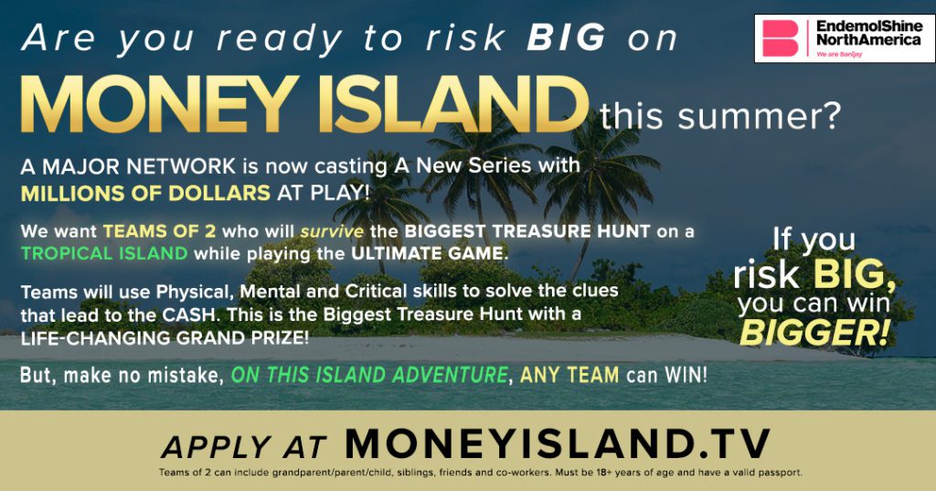 Money Island casting notice info graphic