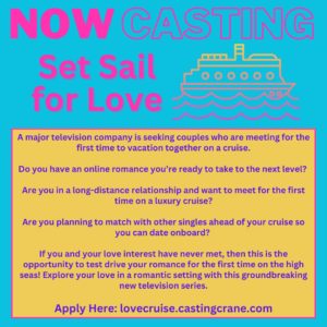 Read more about the article Casting Singles for “Set Sail For Love” Reality Dating Show