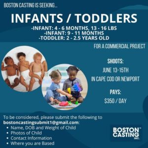 TV Commercial Holding Baby Auditions in Boston for Infants and Toddlers