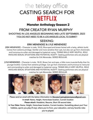 Netflix Auditions for Roles in Upcoming Production “Monster” Anthology
