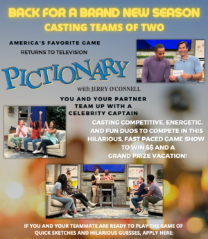 Game show Pictionary Calling Teams of 2 in SoCal Area