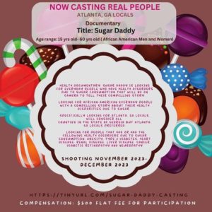 Read more about the article Casting for Documentary Sugar Daddy, People With Disease Related to Sugar – ATL
