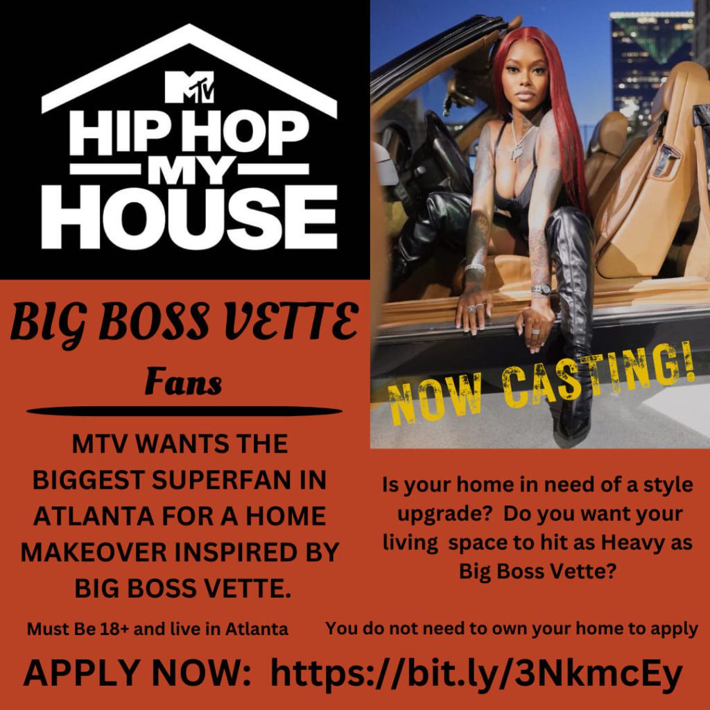 MTV's Hip Hop My House auditions in Atlanta info graphic for Vette