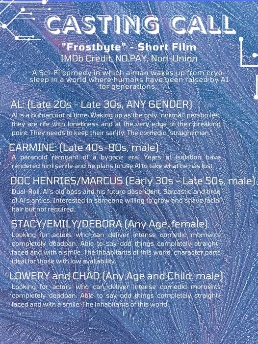 casting notice list of roles info graphic.