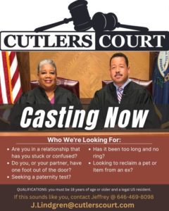 Read more about the article Court Show “Cutlers Court” Now Casting Nationwide and Seeking People With Relationship Problems