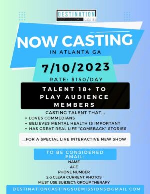 Paid Audience Members for Show Filming in Atlanta
