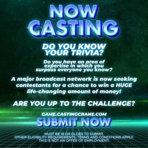 Nationwide Casting Notice for Contestants on Major Network Trivia Game Show