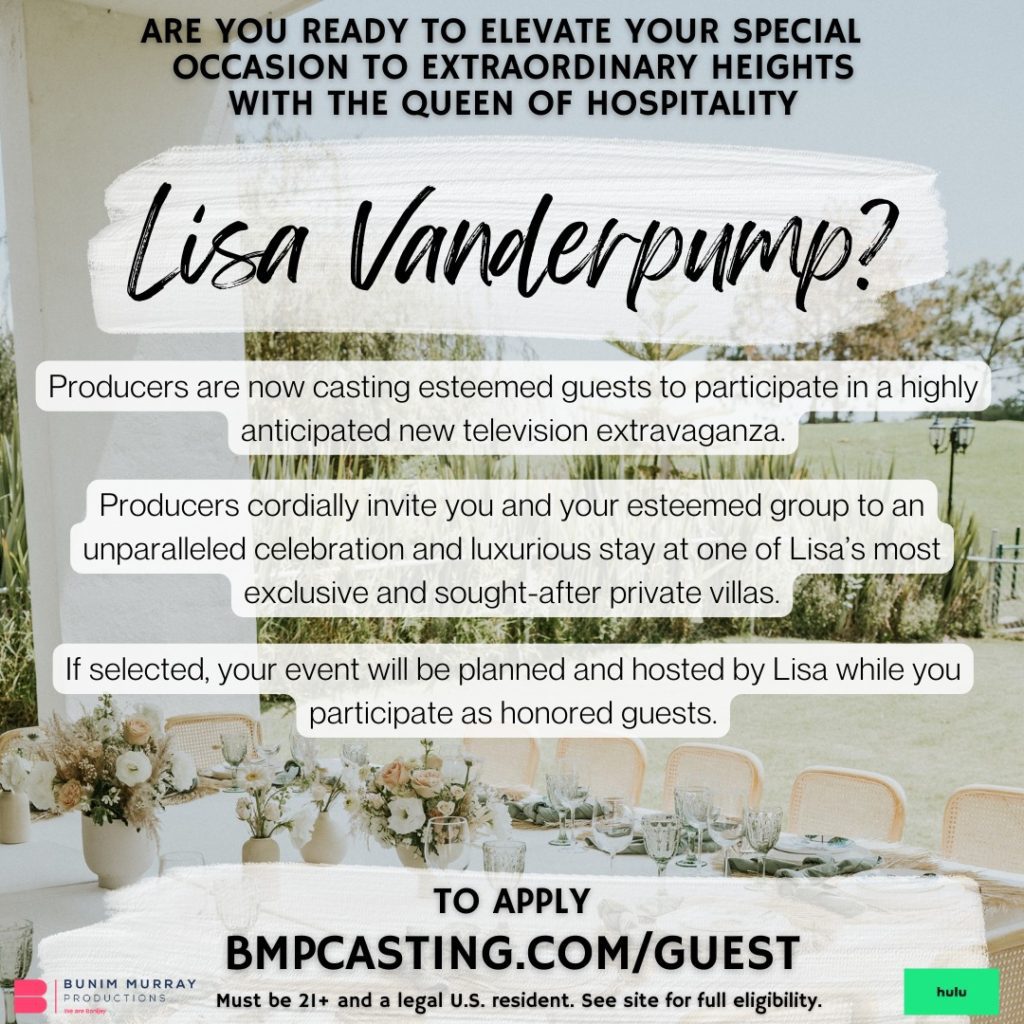 casting notice 1 for Lisa Vanderpump show Vanderpump Villa