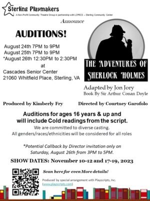 Theater Auditions in Sterling, VA for “The Adventures of Sherlock Holmes”