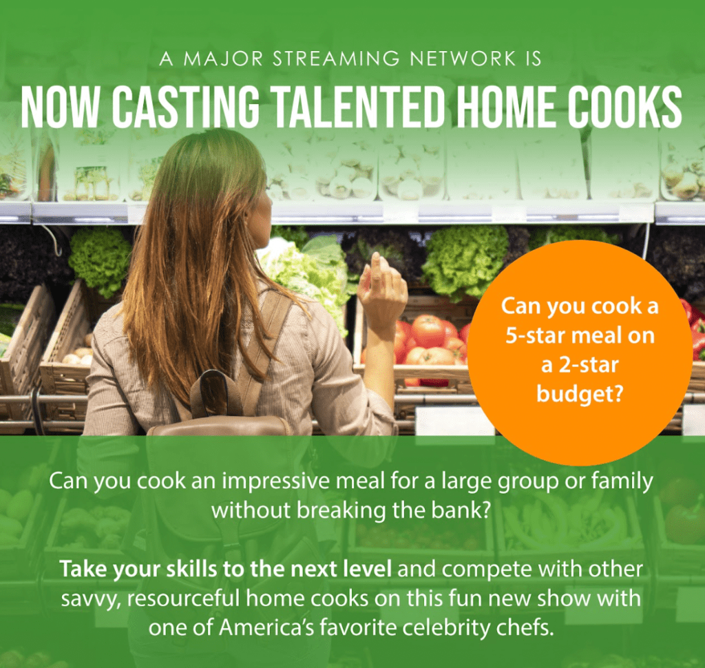 cooking show casting call in Los Angeles