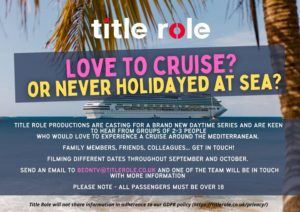 Casting Call in The UK for People Who Want A Holiday At Sea