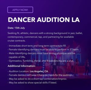 Dancer Auditions in Los Angeles for Cruise Line Dance Jobs