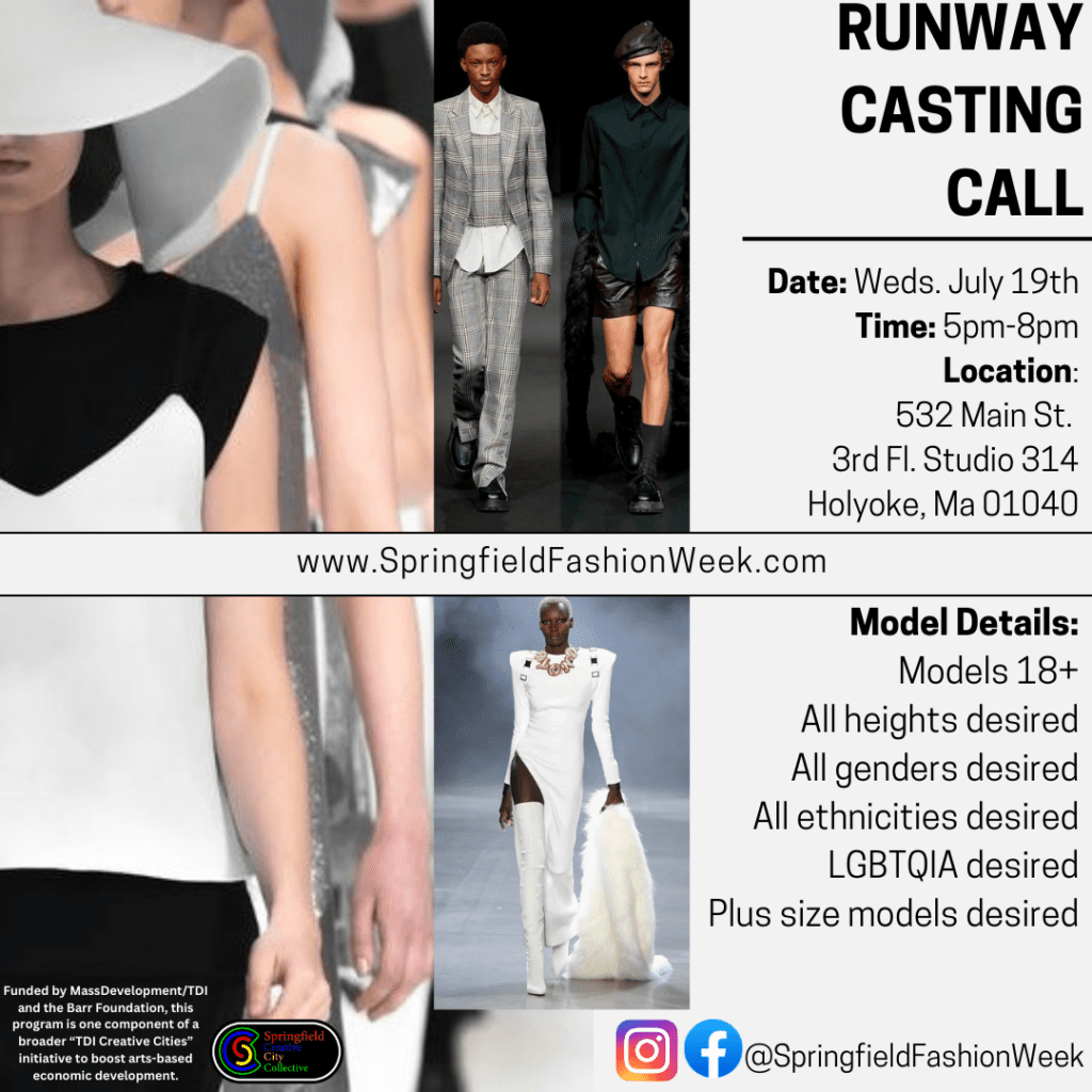 flyer for modeling call for Springfield Fashion Week.