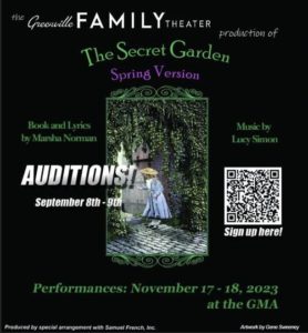 Read more about the article Greenville, Texas Auditions for “The Secret Garden” at Greenville Family Theater