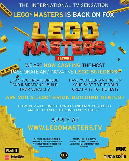 casting notice and information for Lego Masters new season on FOX Network
