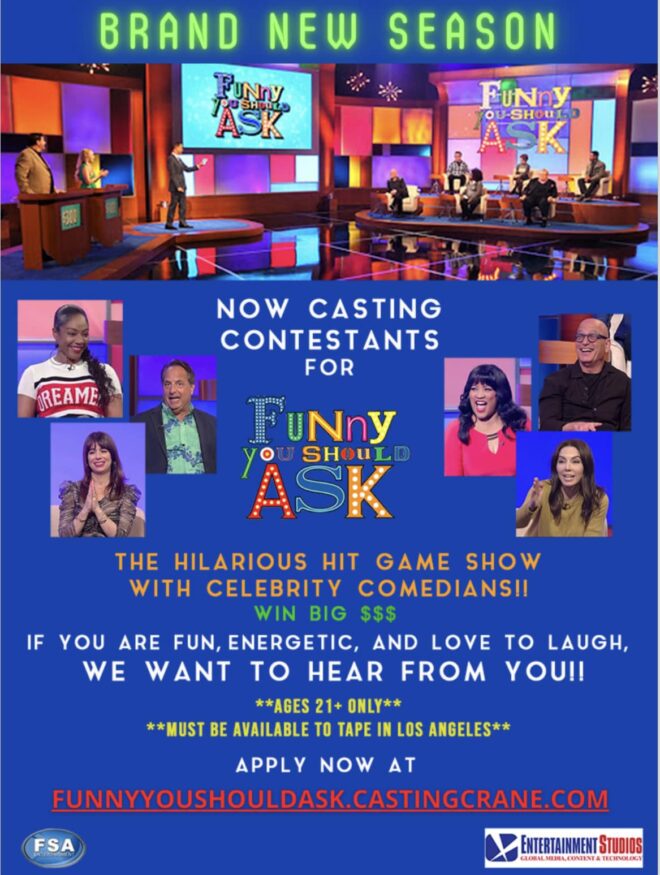 Casting Call for the 2024 Season of Game Show “Funny You Should Ask” in