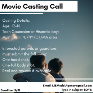 Teen / Child Actor 12 to 16 in the New York Tri State Area for Movie