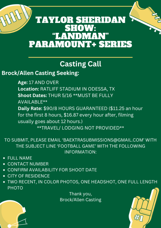 Taylor Sheridan’s New Paramount+ Show “Landman” Casting Call in Odessa